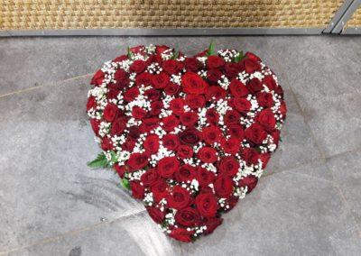 Composition coeur deuil rouge blanc - Histoire de Fleurs Abbeville