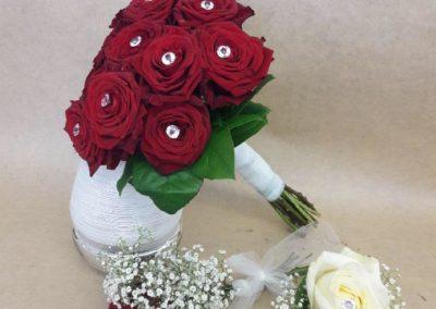 Bouquet de mariée rouge perles - Histoire de Fleurs Abbeville