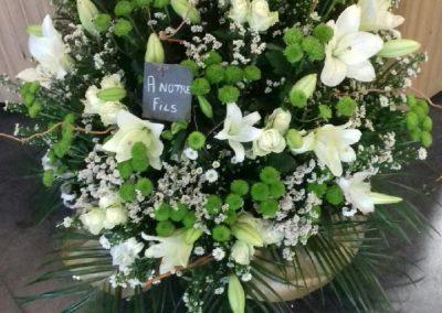 Coussin deuil blanc vert tortueux avec ardoise - Histoire de Fleurs Abbeville